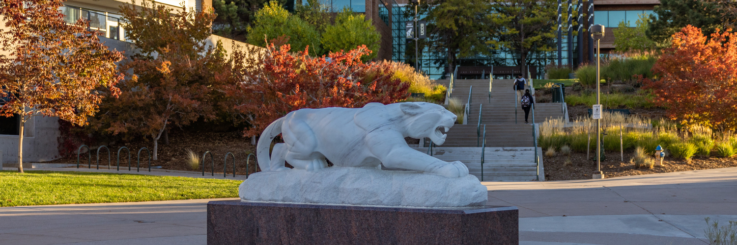 Mountain Lion Statue in Fall 